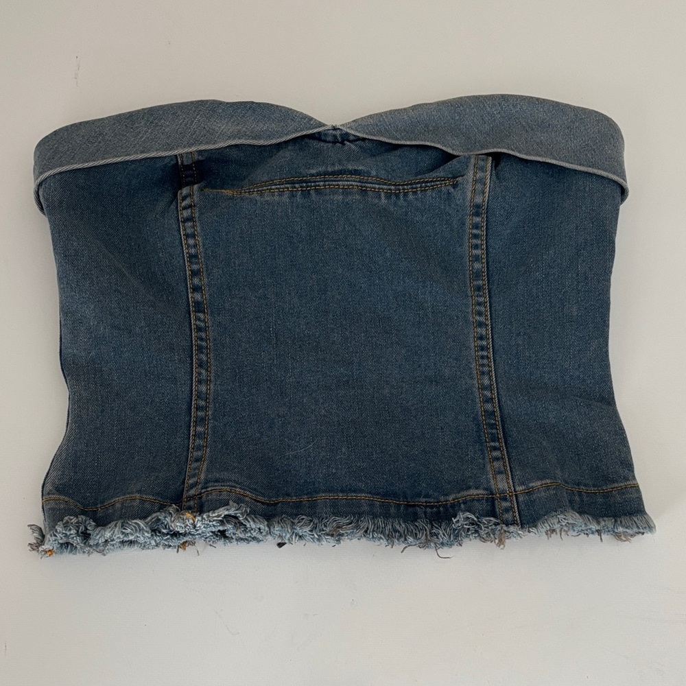 Marc Jacobs Denim Strapless Crop Top